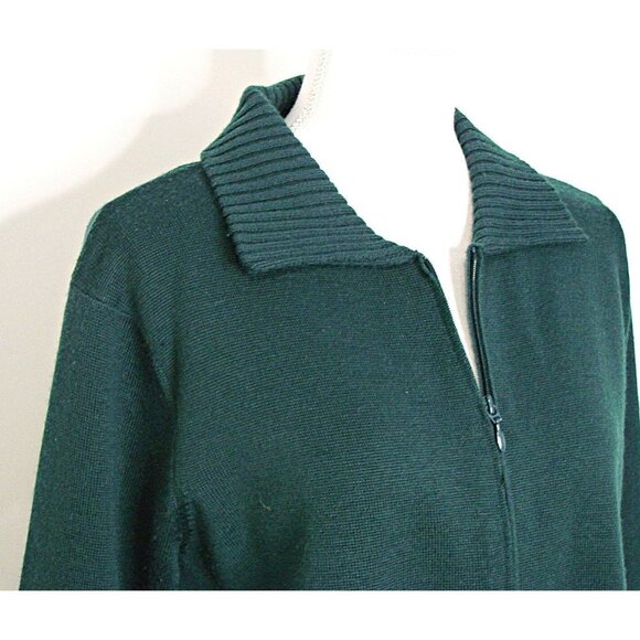 Talbots Womens Black Wool Long Sleeve Full Zip Cardigan Sweater Sz Large Petite - Picture 3 of 12